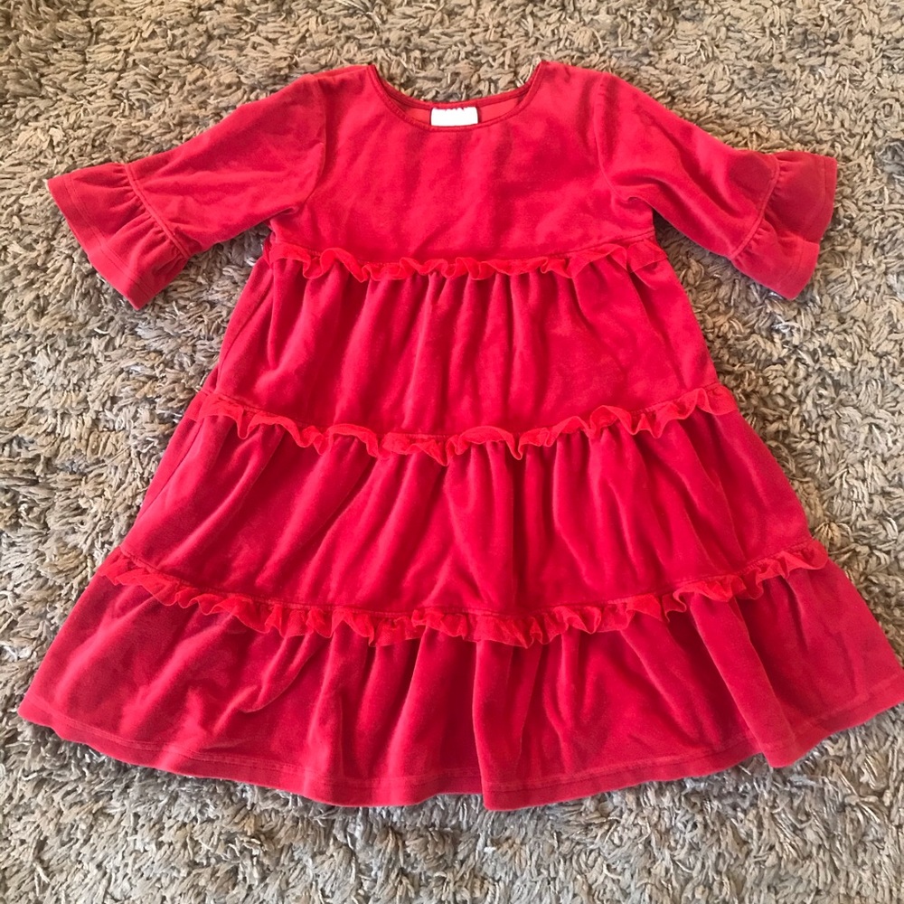 Hanna Anderson red velvet twirl dress size 110